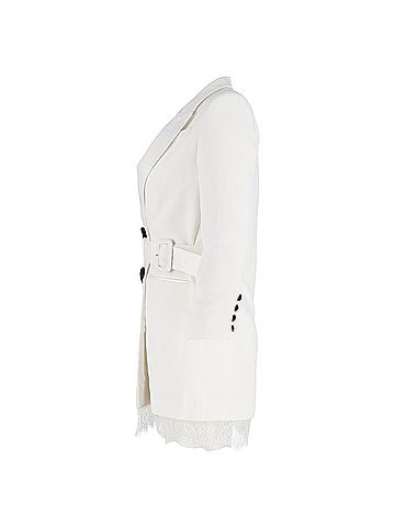 Self-Portrait Self-Portrait Double-Breasted Crepe Blazer Dress in White Polyester (view 2)