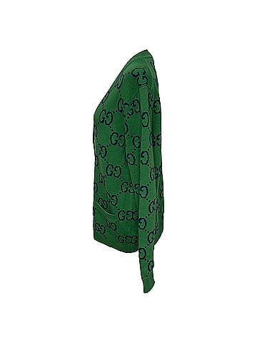 Gucci  Gucci GG Knitted Cardigan in Green Wool (view 2)