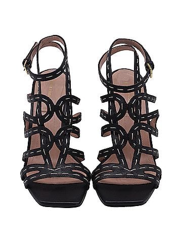 Alberta Ferretti Alberta Ferretti Caged Strap Sandal Heels in Black Leather (view 2)