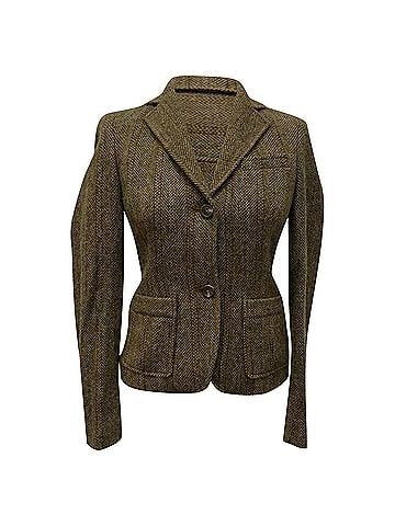 Ralph Lauren  Ralph Lauren Herringbone Single-Breasted Blazer in Olive Lambswool (view 1)