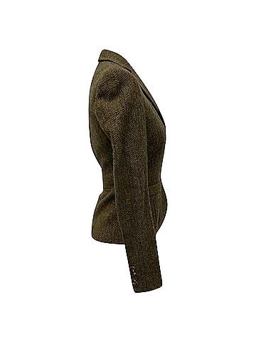 Ralph Lauren  Ralph Lauren Herringbone Single-Breasted Blazer in Olive Lambswool (view 2)