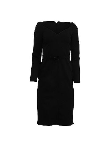 Mario Valentino  Valentino Garavani Belted Midi Dress in Black Wool (view 1)