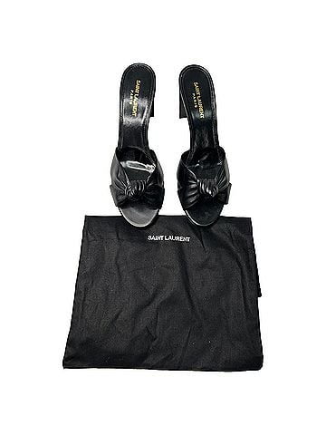 Saint Laurent Saint Laurent Bianca Slide Sandals in Black Leather (view 2)
