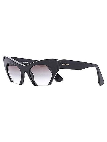 Miu Miu Miu Miu SMU 10OS Semi Rimless Cat Eye Sunglasses in Black Acetate (view 2)