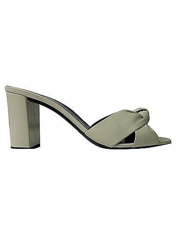 Saint Laurent Saint Laurent Bianca Slide Sandals in White Leather (view 1)