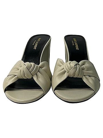 Saint Laurent Saint Laurent Bianca Slide Sandals in White Leather (view 2)
