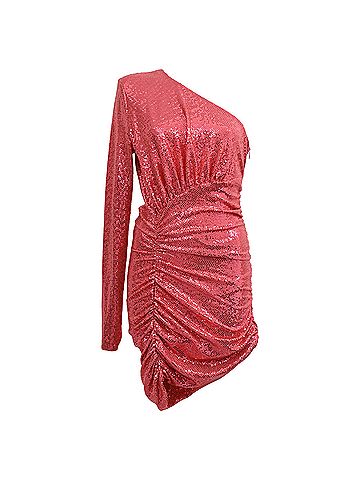 Alexandre Vauthier Alexandre Vauthier One-Shoulder Sequined Mini Dress in Pink Polyamide (view 1)