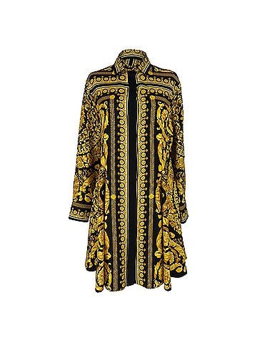 Versace  Versace Barocco-Print Mini Shirt Dress in Multicolor Silk (view 1)