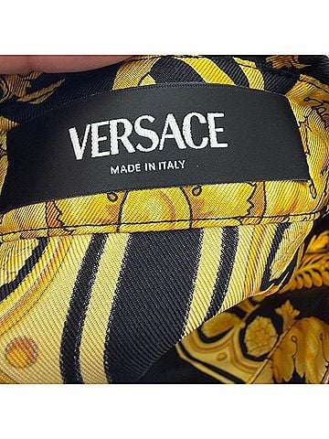 Versace  Versace Barocco-Print Mini Shirt Dress in Multicolor Silk (view 2)