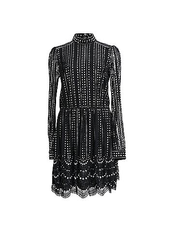 Michael Kors  Michael Kors Embellished Lace Mini Dress in Black Nylon (view 1)