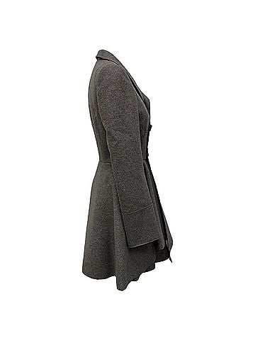 Alexander McQueen  Alexander Mcqueen Double-Breasted Flared Coat in Grey Wool (view 2)