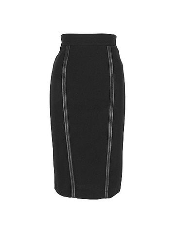 Burberry Burberry Leather Trimmed Midi Pencil Skirt in Black Triacetate (view 1)