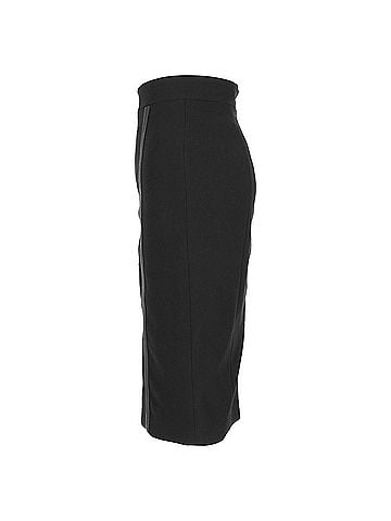 Burberry Burberry Leather Trimmed Midi Pencil Skirt in Black Triacetate (view 2)