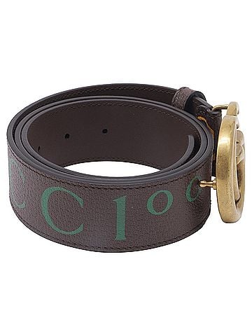 Gucci  Gucci GG Marmont Logo-Print Belt in Brown Leather (view 2)