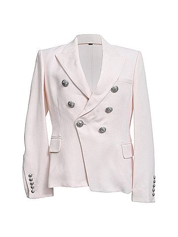 Balmain  Balmain Double-Breasted Blazer in Light Pink Viscose (view 1)