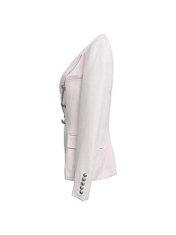 Balmain  Balmain Double-Breasted Blazer in Light Pink Viscose (view 2)