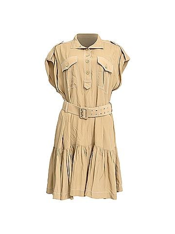 Zimmermann Zimmermann Utility Belted Mini Dress in Beige Viscose (view 1)