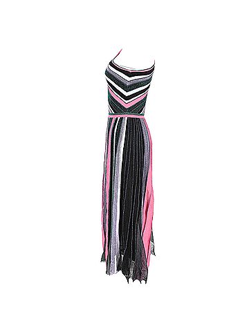 Missoni Missoni Striped Lurex Knit One Shoulder Maxi Dress in Multicolor Rayon (view 2)
