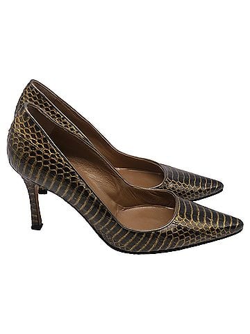 Manolo Blahnik Manolo Blahnik Python Pumps in Animal Print Leather (view 1)