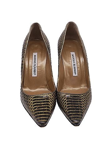 Manolo Blahnik Manolo Blahnik Python Pumps in Animal Print Leather (view 2)