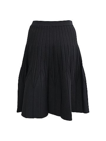 Sandro Sandro Ribbed-Knit Flared Midi Skirt in Black Viscose (view 1)