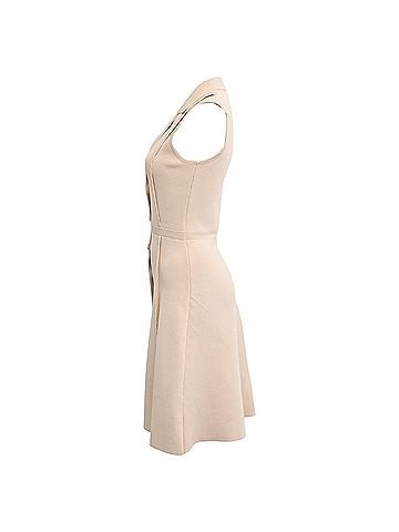 Sandro Sandro Knitted Button-Down Mini Dress in Beige Viscose (view 2)