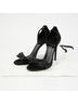 Gucci 100% Satin Black Bow Strap Sandal Heel Size Size EU 36 1/2 - photo 1