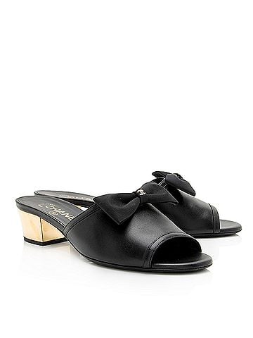 Chanel Chanel Lambskin CC Bow Mules - Size 7 / 37 (view 2)