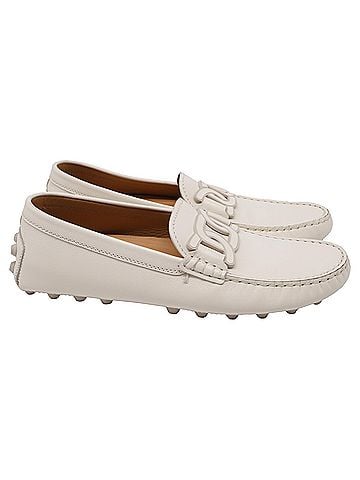 Tod's Tod's Kate Gommino Bubble Loafers in White Leather  (view 1)
