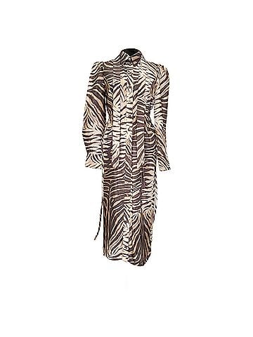 Zimmermann  Zimmermann Zebra-Print Midi Shirt Dress in Brown Silk (view 1)