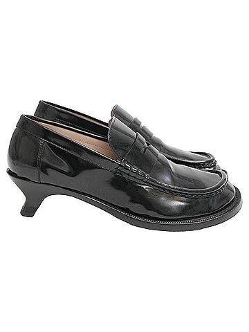 Loewe Loewe Terra Kitten-Heel Penny Loafers in Black Leather (view 1)