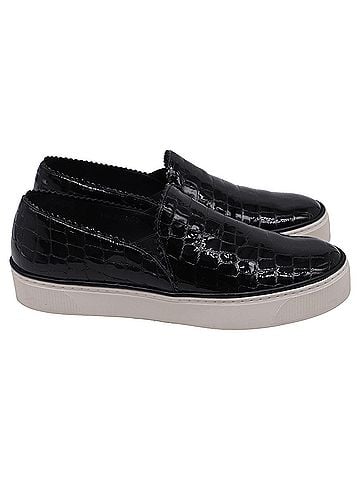 Stuart Weitzman Stuart Weitzman Croc Embossed Nuggets Slip On Sneakers in Black Leather (view 1)