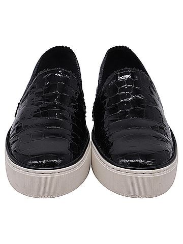 Stuart Weitzman Stuart Weitzman Croc Embossed Nuggets Slip On Sneakers in Black Leather (view 2)
