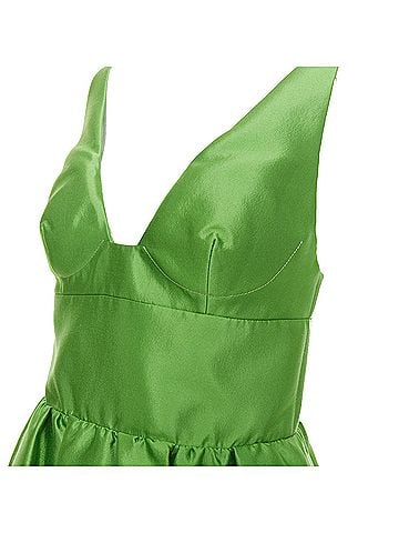 Prada PRADA 2022 Kelly green duchess silk V-neck sleeveless mini dress IT42 M (view 2)