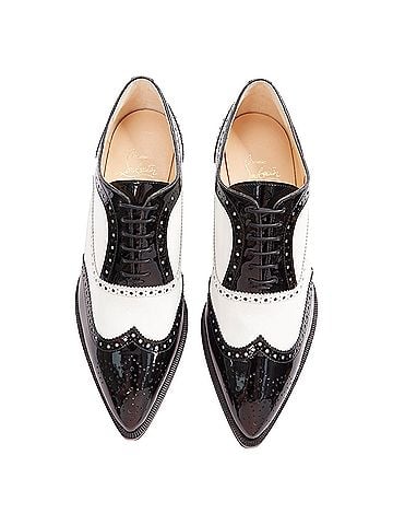 Christian Louboutin Christian Louboutin Zazou Fiori Flat Patent black white point toe brogue EU38.5 (view 1)