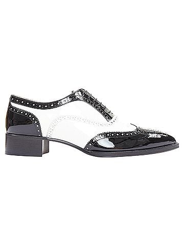Christian Louboutin Christian Louboutin Zazou Fiori Flat Patent black white point toe brogue EU38.5 (view 2)