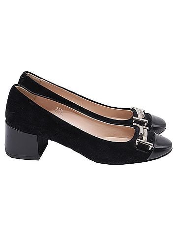 Tod's  Tod's Double T Court Loafer Pumps in Black Suede  (view 1)
