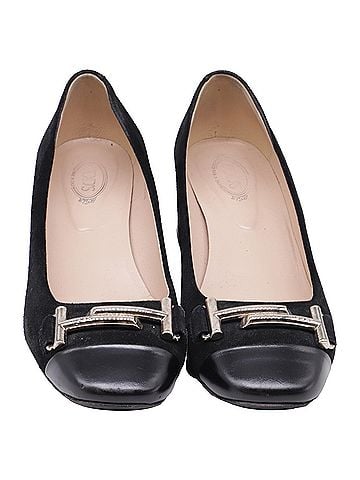 Tod's  Tod's Double T Court Loafer Pumps in Black Suede  (view 2)