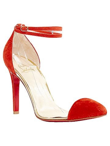 Christian Louboutin Christian Louboutin Un Bout 100 Veau Velours mandarin red Pvc pump EU37.5 (view 2)