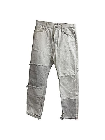 Acne  Acne Studios Patchwork Detailed Jeans in White Cotton (view 1)