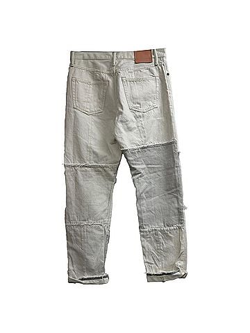 Acne  Acne Studios Patchwork Detailed Jeans in White Cotton (view 2)