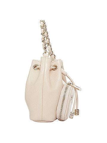 Chanel CHANEL nude grained leather quilted CC pocket bucket crossbody chain bag (view 2)