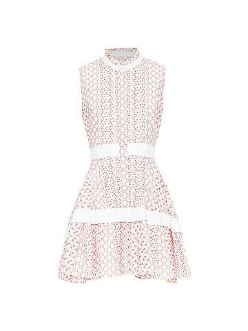 Alexis ALEXIS 2020 white pink rustikan floral guipure lace fit flare dress M (view 1)