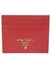 Prada 100% Leather Red Triangular Logo Card Holder One size - photo 4