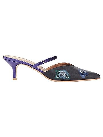 Malone Souliers Malone Souliers Marla Hey Lover blue black brocade satin strapped mules EU37 (view 1)