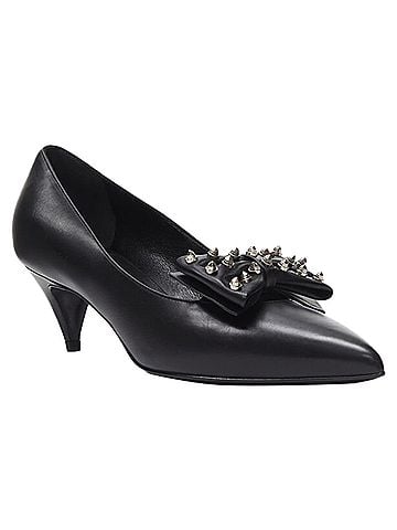 Saint Laurent Saint Laurent silver spike studded bow point toe pump EU37 (view 1)