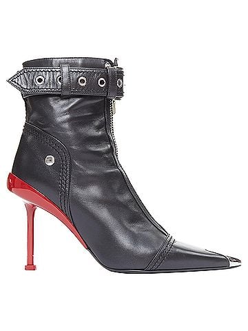 Alexander McQueen Alexander Mcqueen Slash black leather biker style red heeled boots EU39 (view 1)