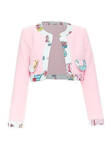 Moschino MOSCHINO COUTURE! 2022 Runway Calico Animals pink blue bolero jacket IT38 XS (view 1)