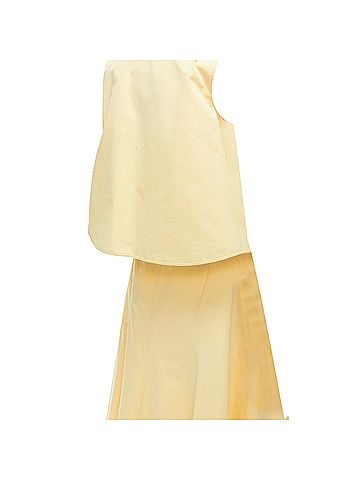 Jil Sander JIL SANDER cream cotton silk cape back cut out V-neck Aline midi dress FR32 XXS (view 2)