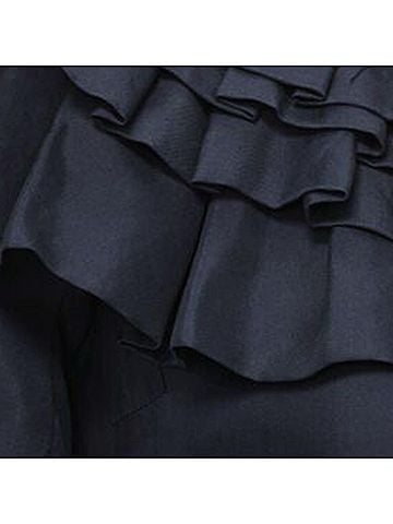 MARNI MARNI navy blue 100% silk ruffle neckline short sleeve silk dress IT38 XS (view 2)